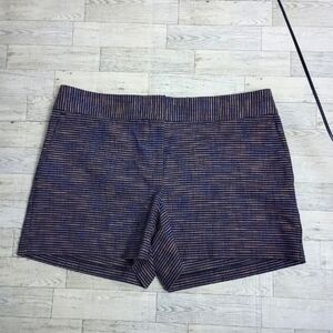 THE LOFT Riviera Shorts Blue Striped Stretch Size 10